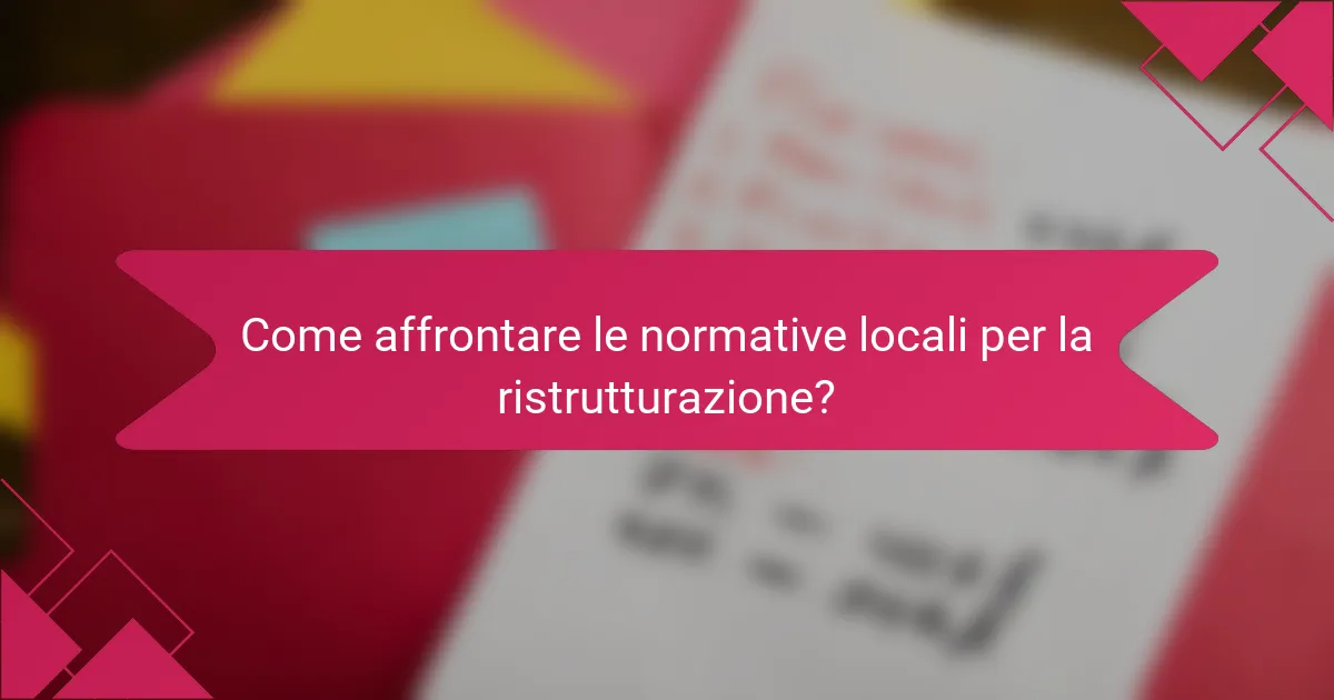 Come affrontare le normative locali per la ristrutturazione?