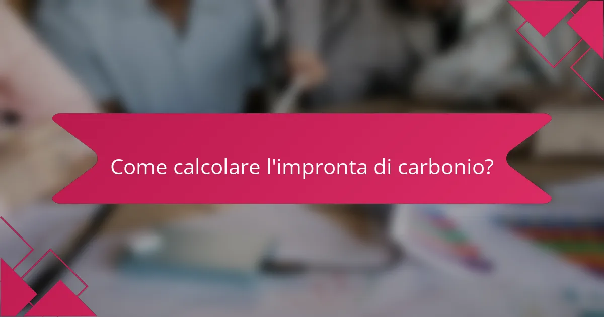 Come calcolare l'impronta di carbonio?
