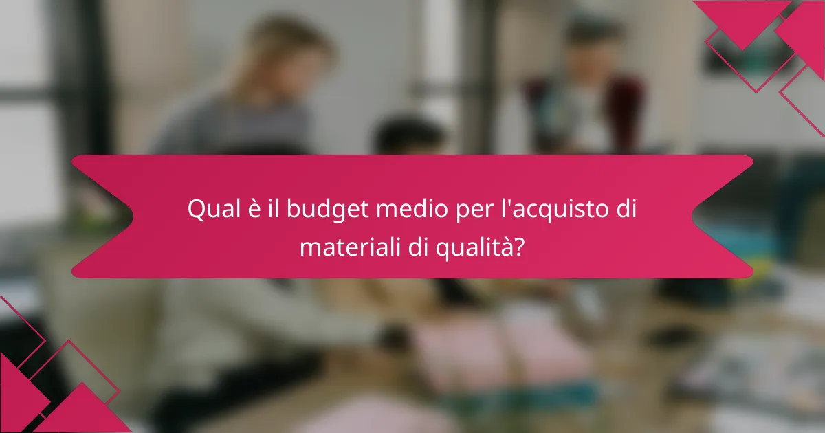 Qual è il budget medio per l'acquisto di materiali di qualità?