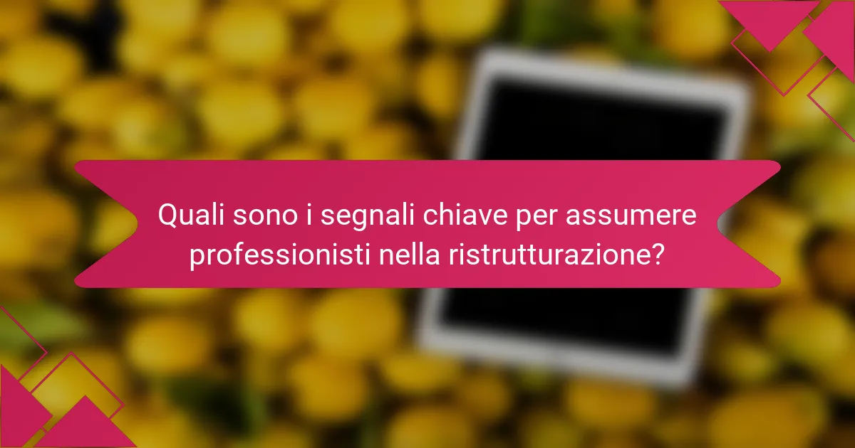 Quali sono i segnali chiave per assumere professionisti nella ristrutturazione?