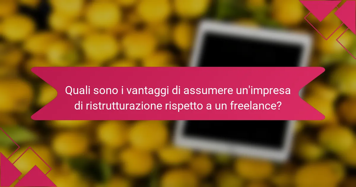 Quali sono i vantaggi di assumere un'impresa di ristrutturazione rispetto a un freelance?
